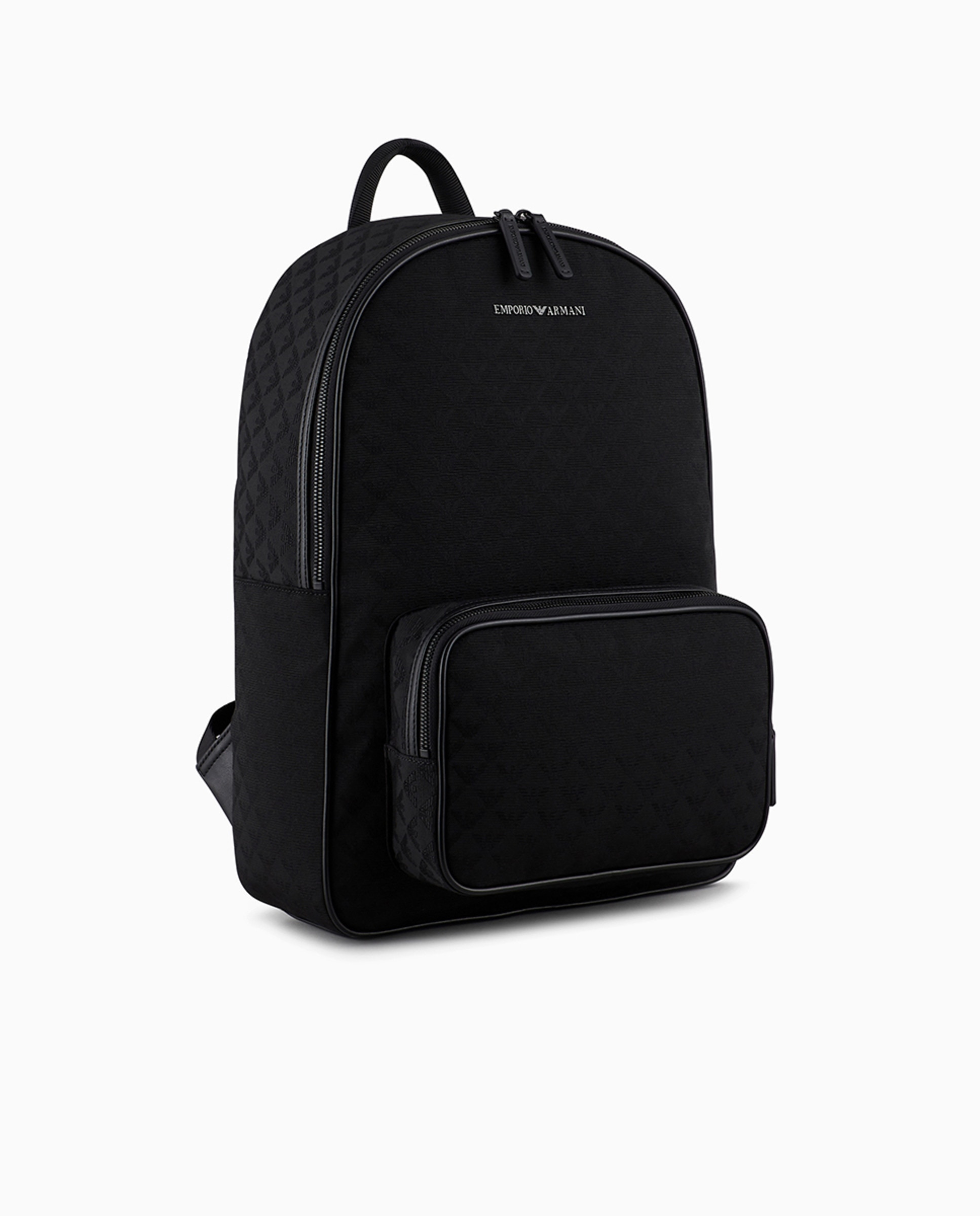 Mochila em Tecido Jacquard com All Over Print de Águia Preto-5