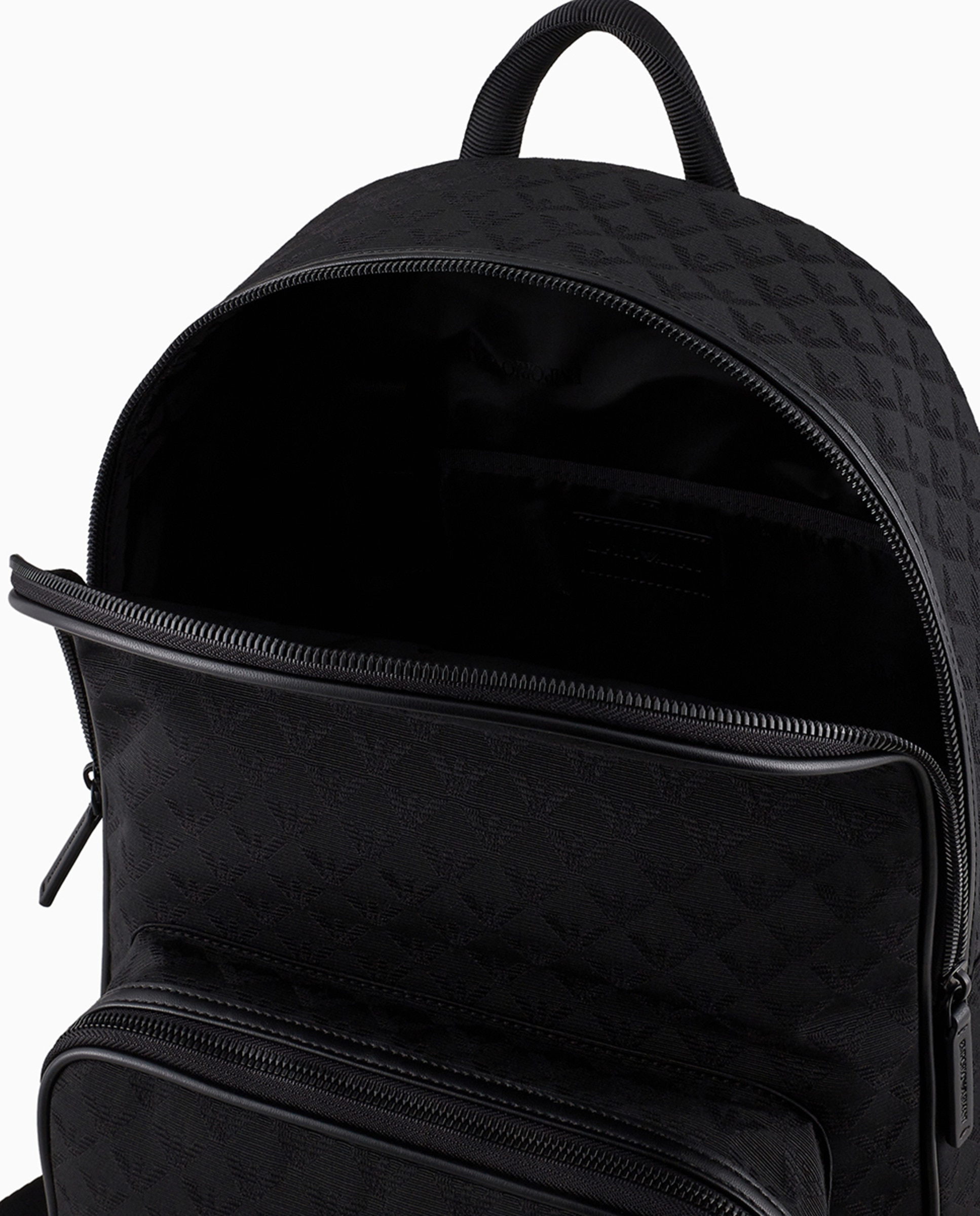 Mochila em Tecido Jacquard com All Over Print de Águia Preto-3
