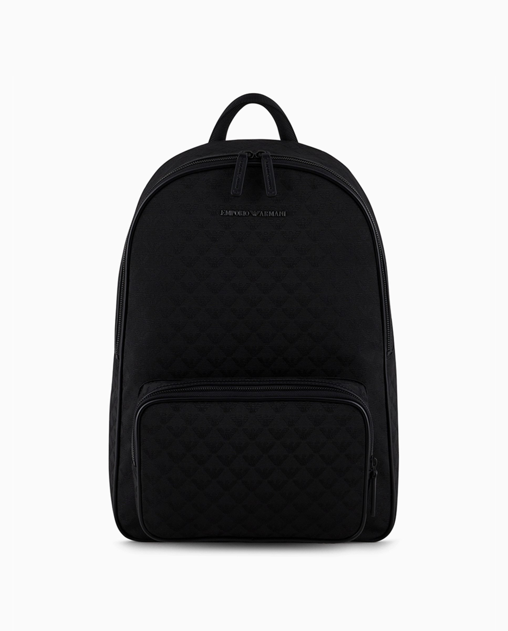 Mochila em Tecido Jacquard com All Over Print de Águia Preto-1