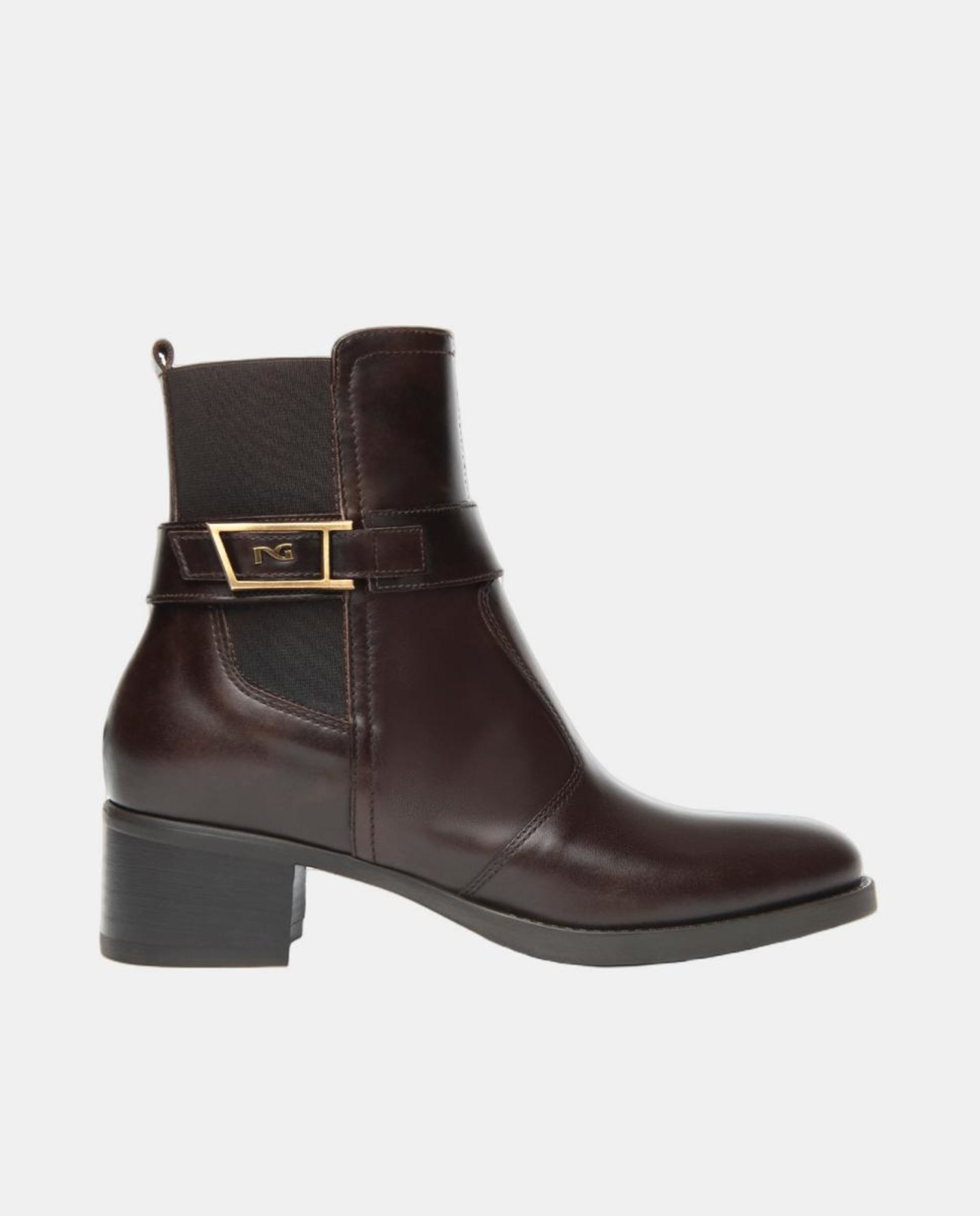 Botins com Salto e em Pele Castanho-1