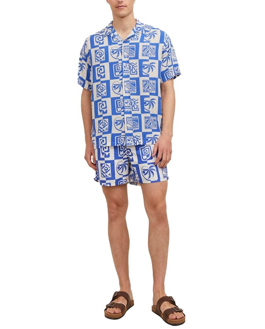 Imagen 0 de Camisa manga corta con estampado geométrico de hombre