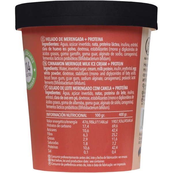 Proteineis mit Probiotika in Baiser-Geschmack zuckerarm und fettarm Becher 460 ml