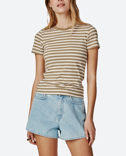 Imagen 0 de Camiseta de rayas manga corta de mujer