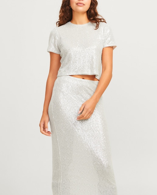 Imagen 0 de Camiseta crop lentejuelas de mujer