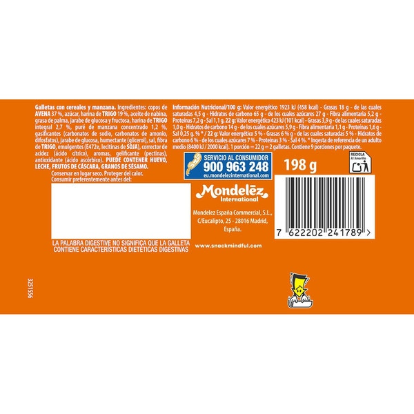 Digestive biscuits with apple and oats packet 198 g