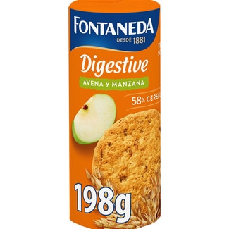 Digestive galletas con manzana y avena paquete 198 g - Fontaneda