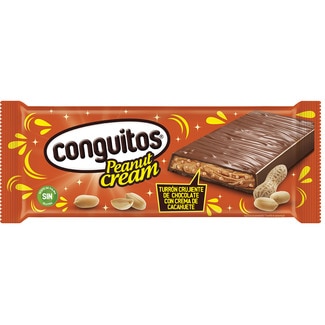 turrón de chocolate con crema de cacahuete sin gluten y sin aceite de palma tableta 200 g - Conguitos