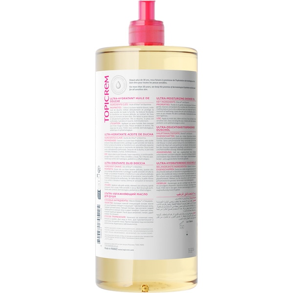 Ultrafeuchtigkeitsduschöl für empfindliche trockene Baby-, Kinder- und Erwachsenenhaut Dosierspender 1 l für Körper, Gesicht und Kopfhaut