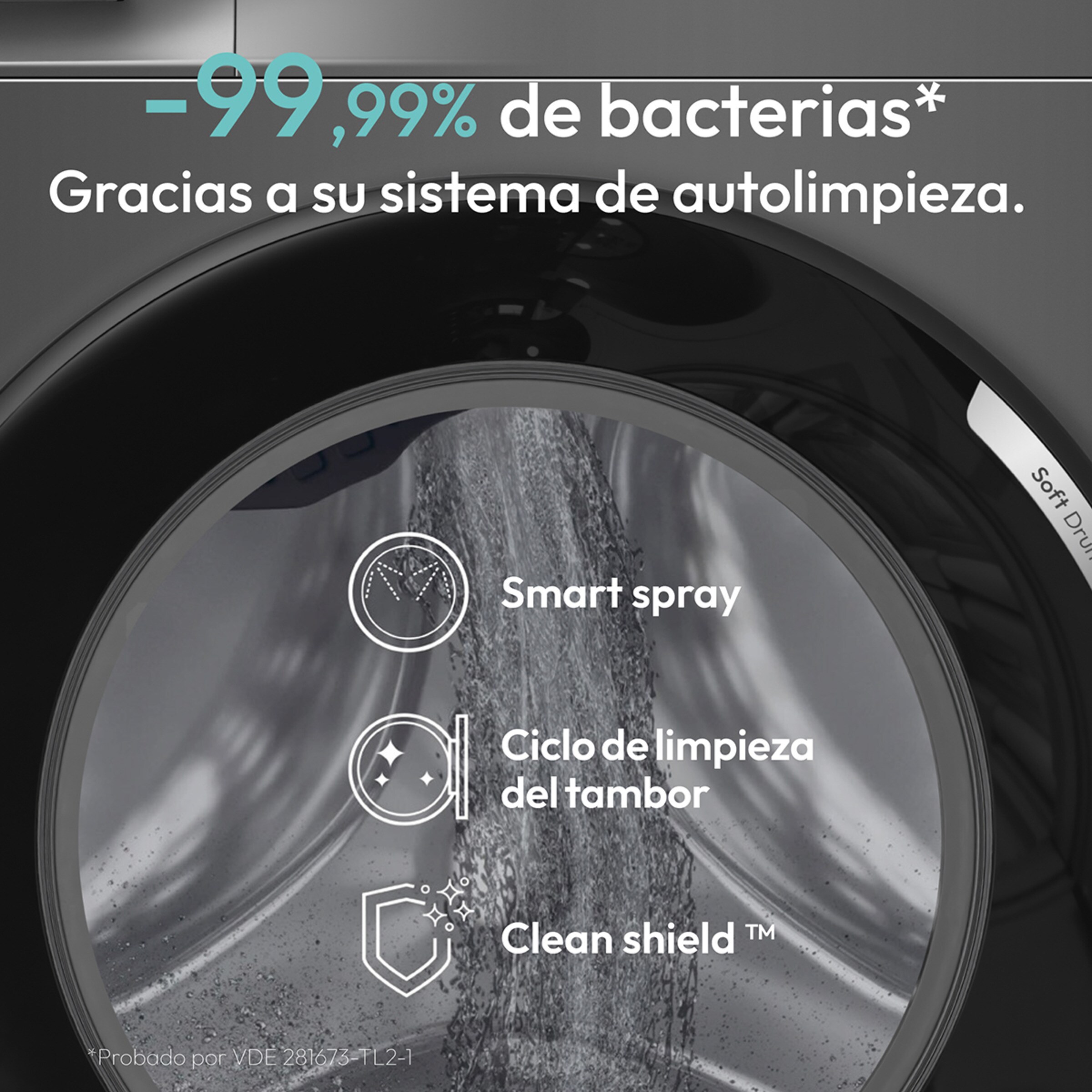 Lavadora Candy 8 kg / 1.400 rpm Prowash 500 - BR 48B6G-S Antracita-9