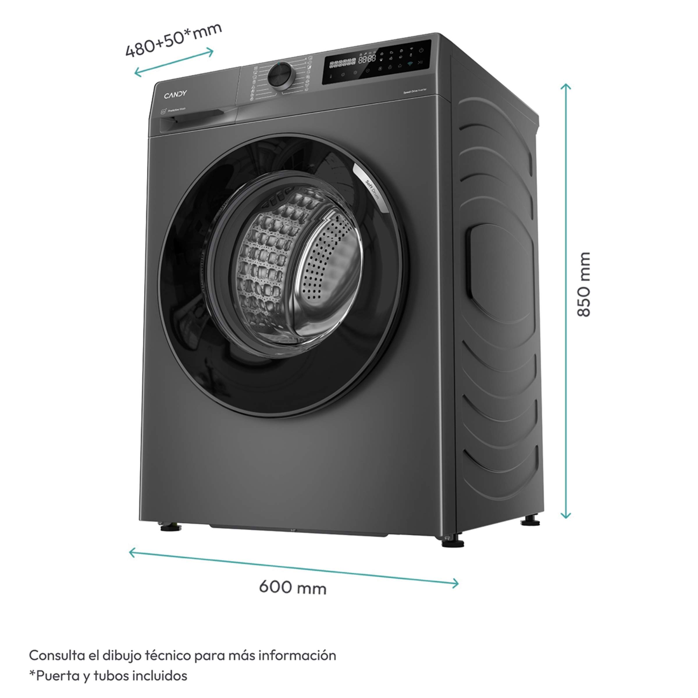 Lavadora Candy 8 kg / 1.400 rpm Prowash 500 - BR 48B6G-S Antracita-4