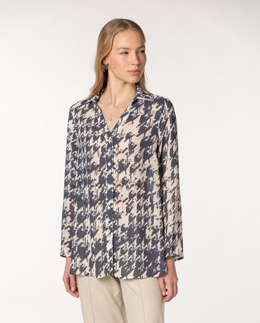 Imagem 0 de Blusa de Crepe Marrocain com Estampado Pied-de-Poule