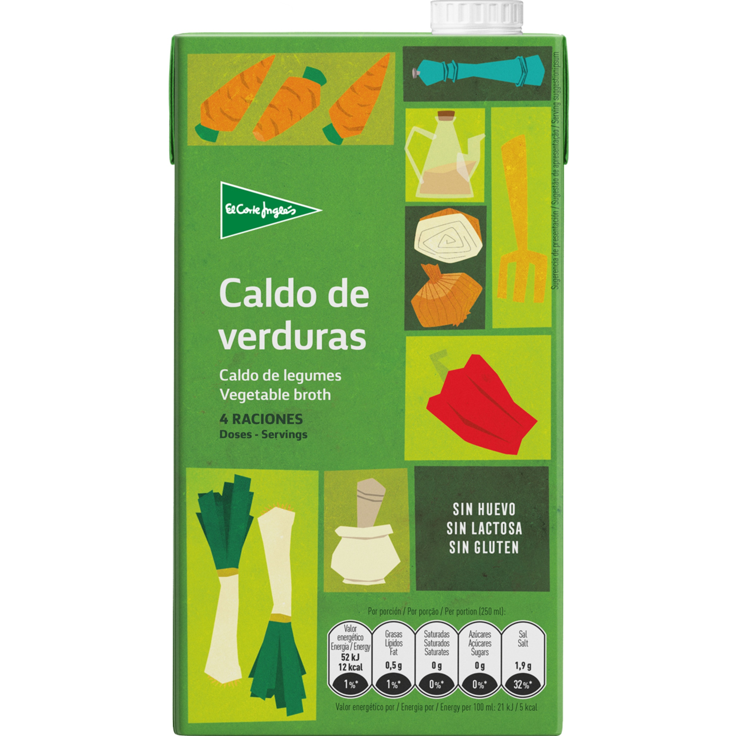 caldo de verduras con aceite de oliva virgen extra sin gluten envase 1 l