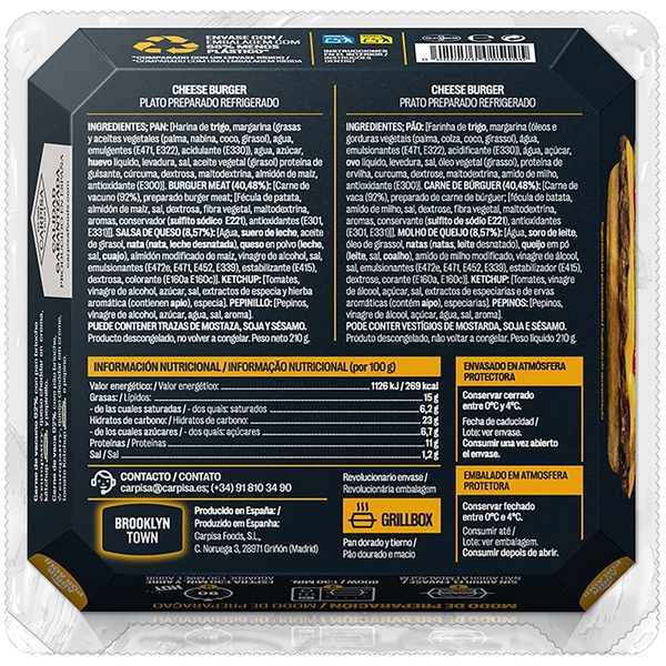 cheeseburger container 210 g
