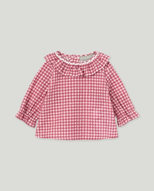 Imagem 0 de Camisa Vichy de Bebé com Gola e Manga Comprida
