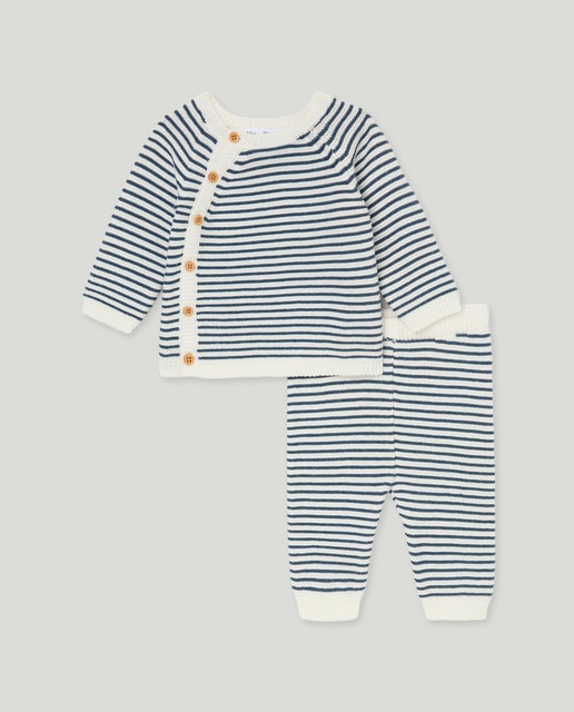 Imagem 0 de Conjunto de Tricot Canelado de Bebé às Riscas