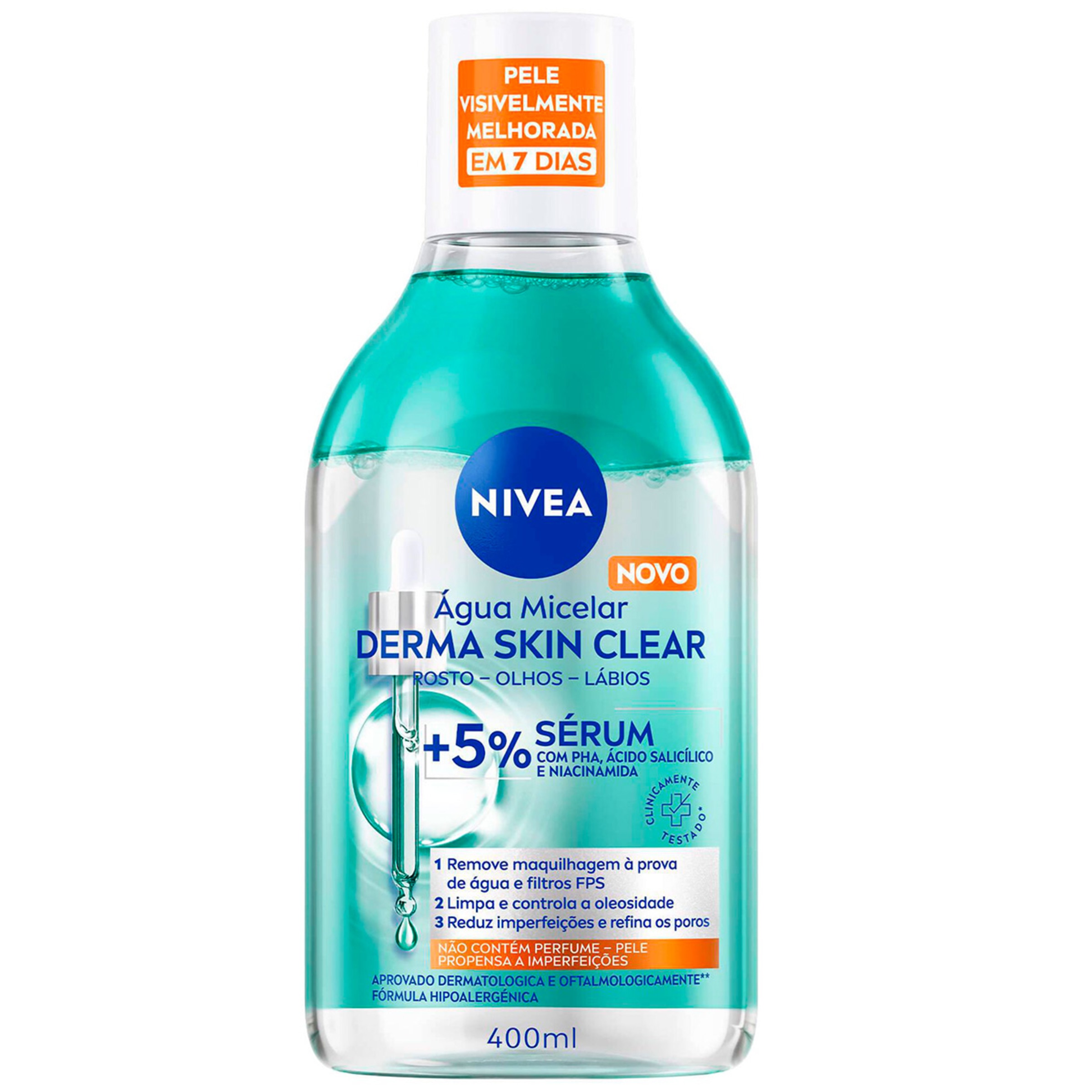 Água Micelar Derma Skin Clear embalagem 400 ml