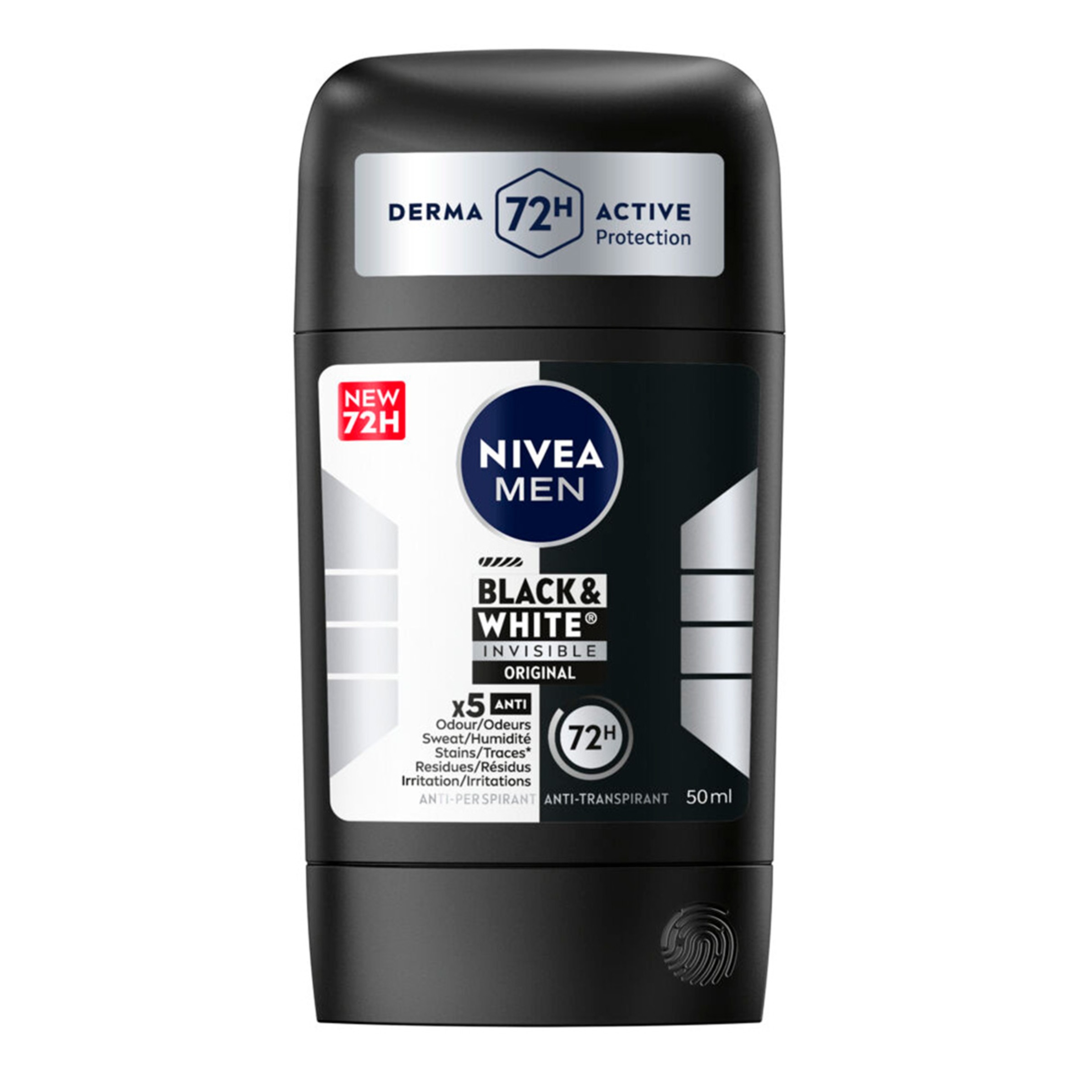 Desodorizante Nivea Men Stick Black&White embalagem 50 ml