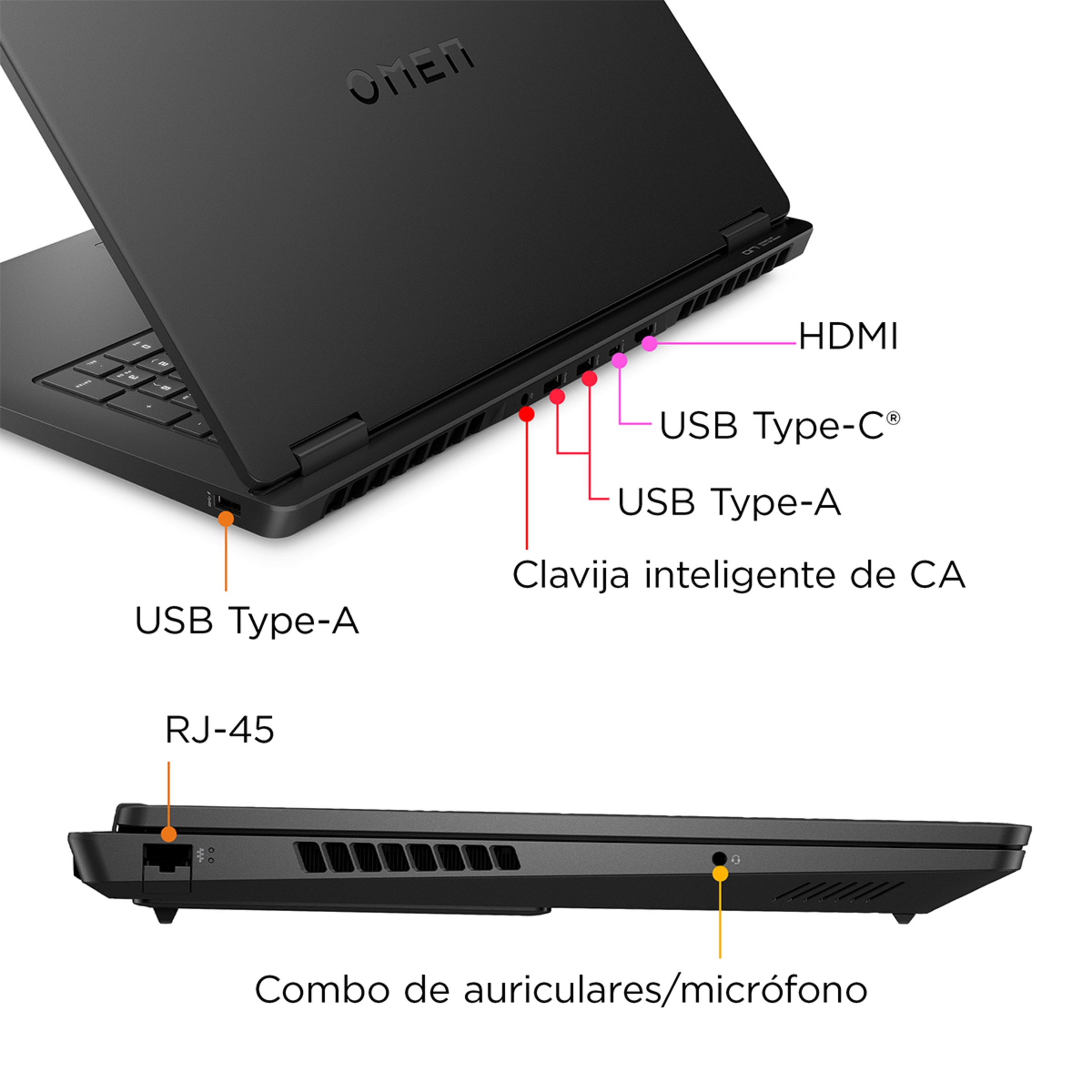 Portátil Gaming HP OMEN 17-db1005ns, Copilot+PC, Ryzen AI 7-350, 32GB, 1TB SSD, Nvidia GeForce RTX 5060 8GB, 17,3", W11 Negro-5