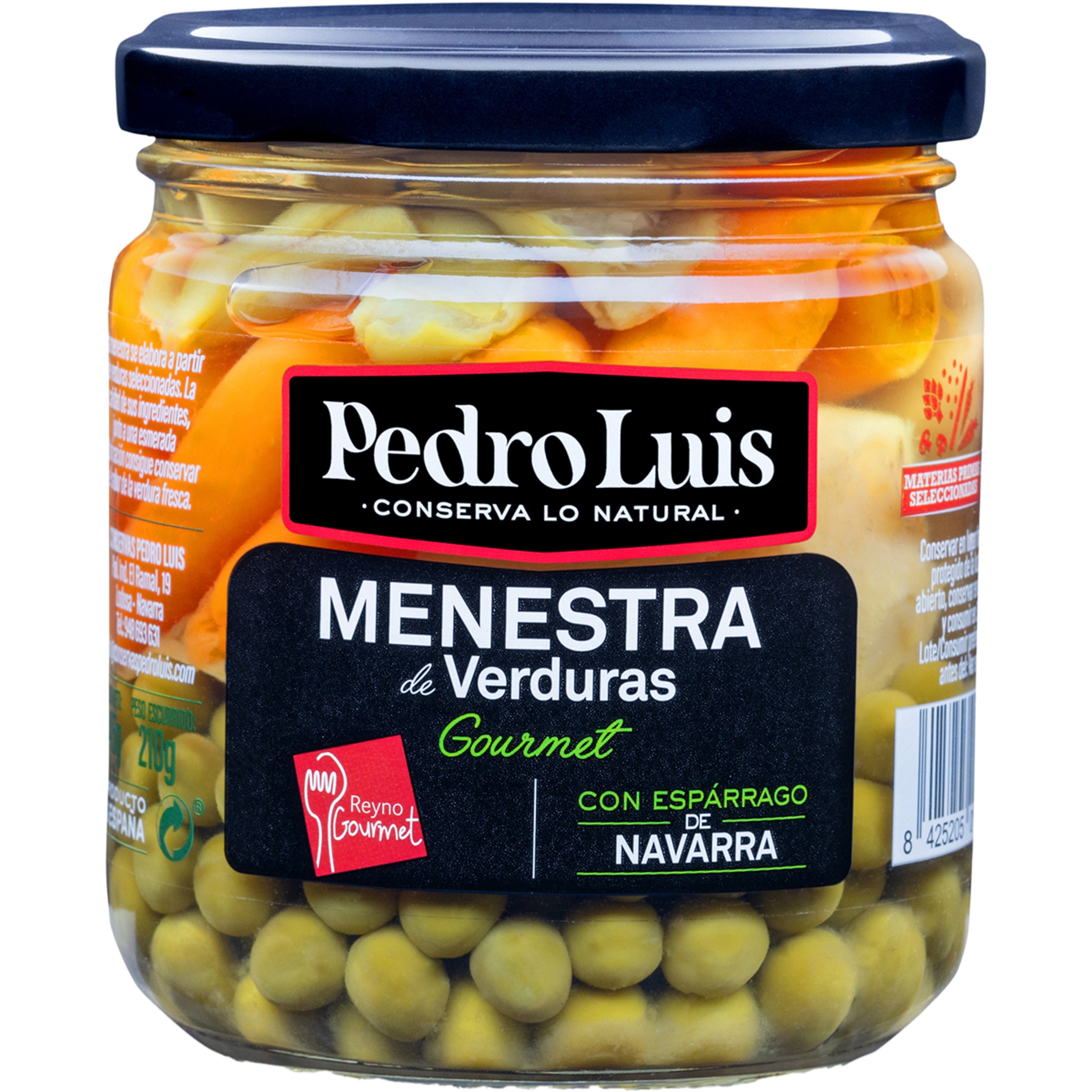 menestra de verduras gourmet con espárrago de Navarra frasco 210 g neto escurrido