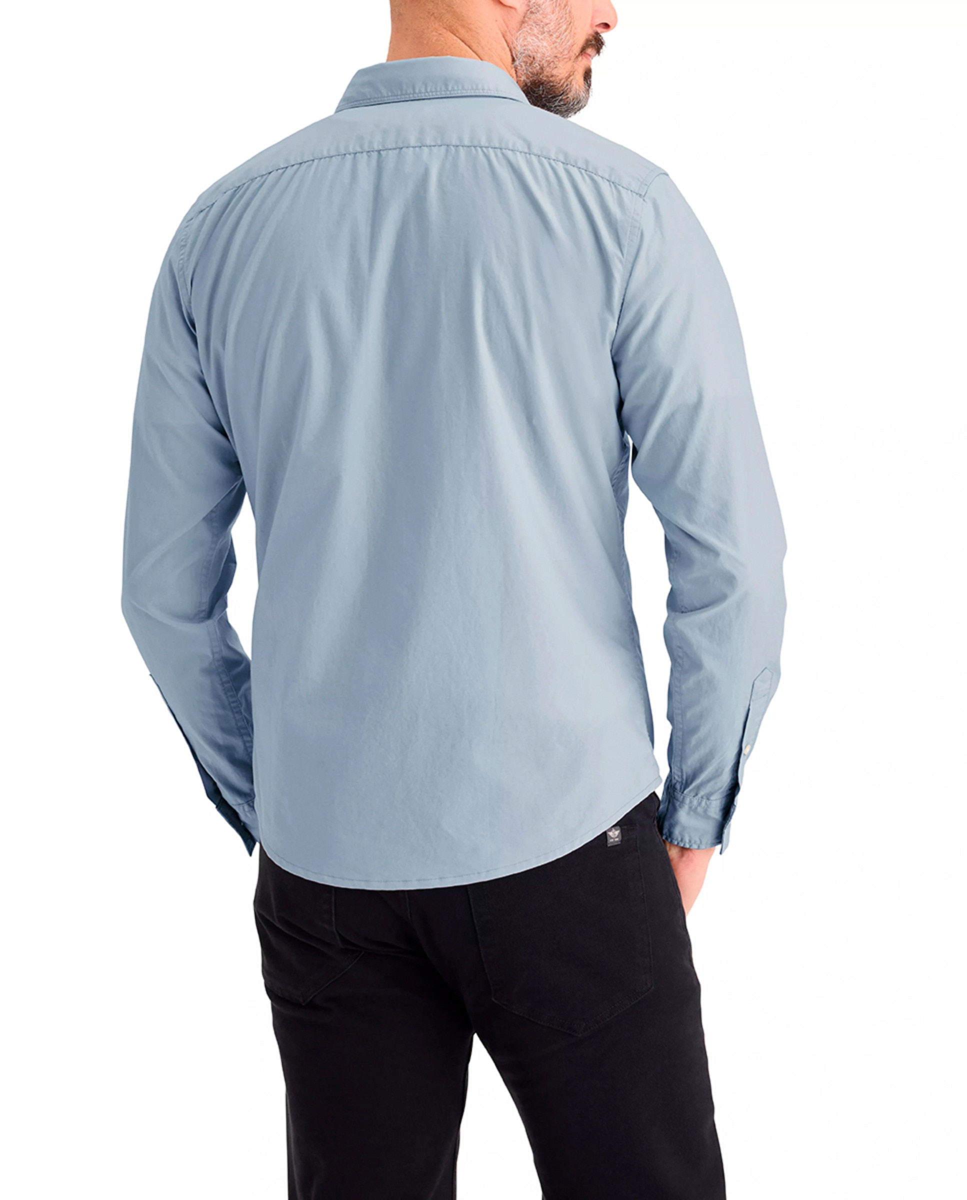Camisa Casual com Bolso Azul-claro-2
