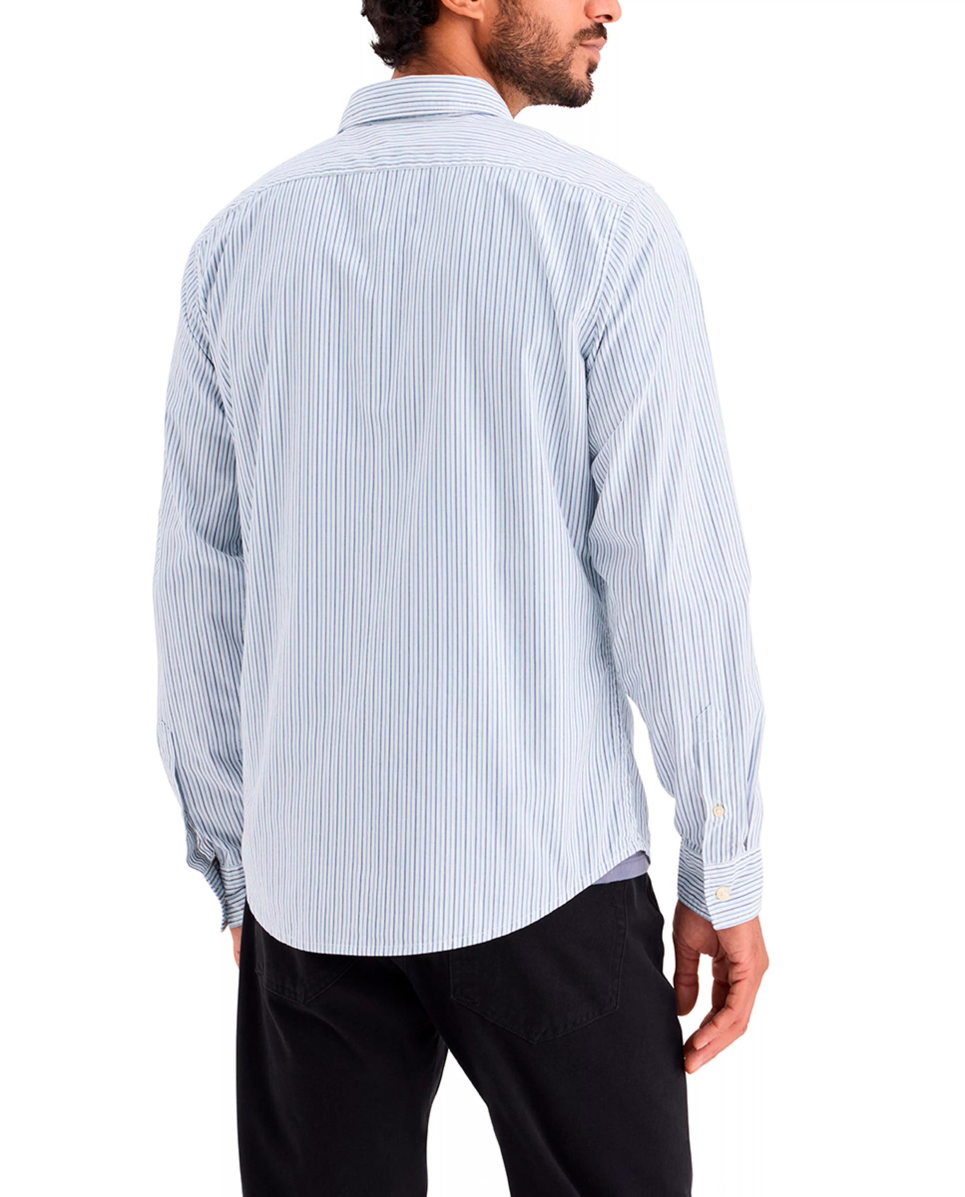 Camisa Casual com Bolso Azul-claro-2