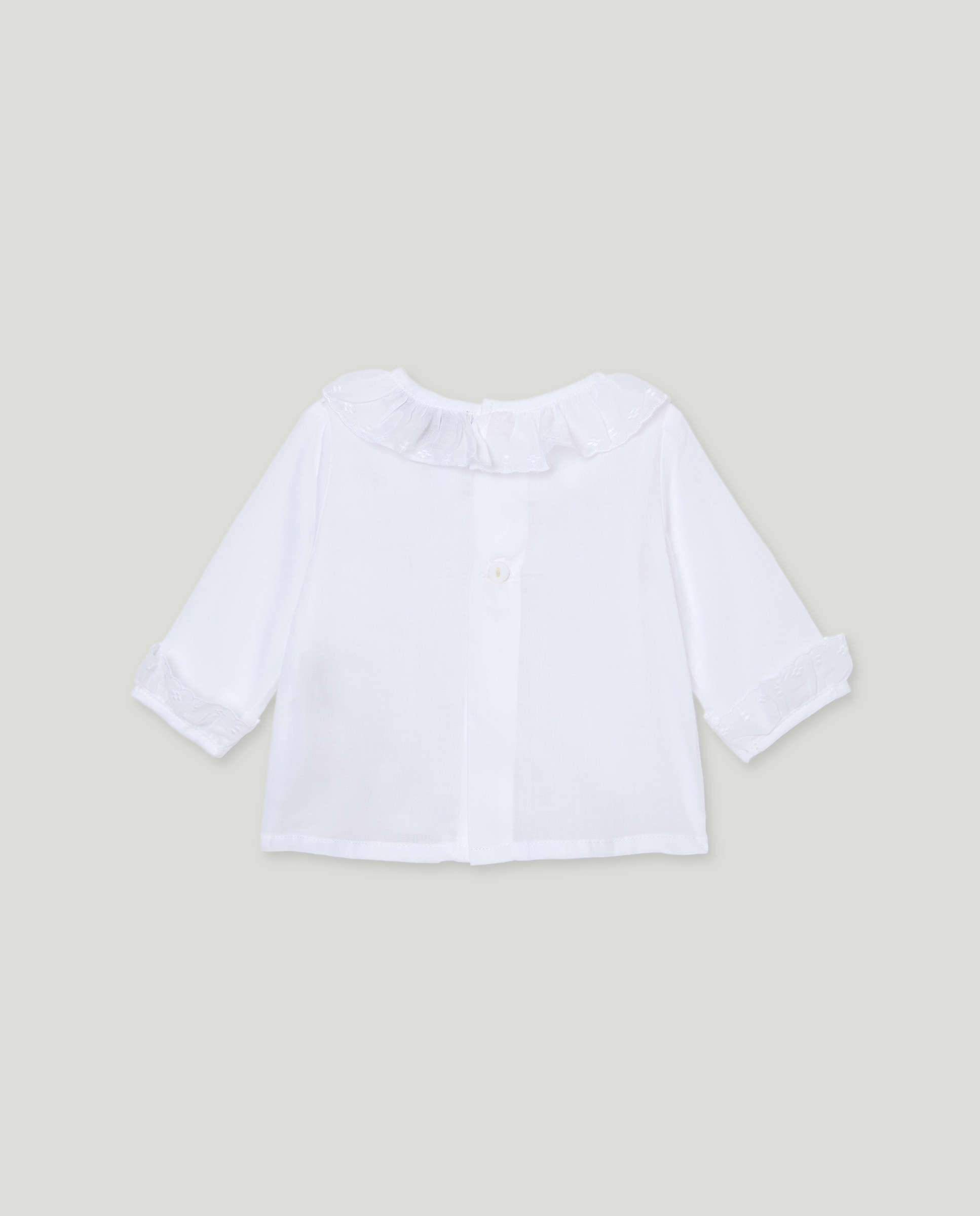 Camisa Básica de Bebé com Manga Comprida e Festão Branco-2