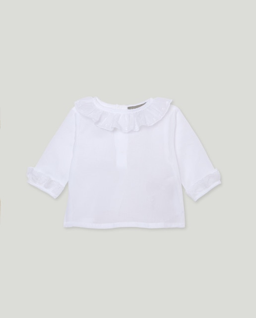 Imagen 0 de Camisa básica manga larga y festón de bebé