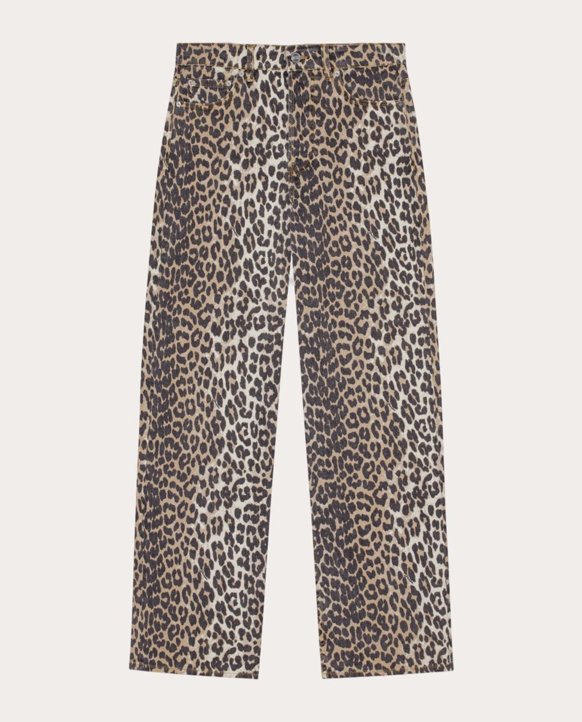 Pantalón recto de algodón estampado Multicolor-1