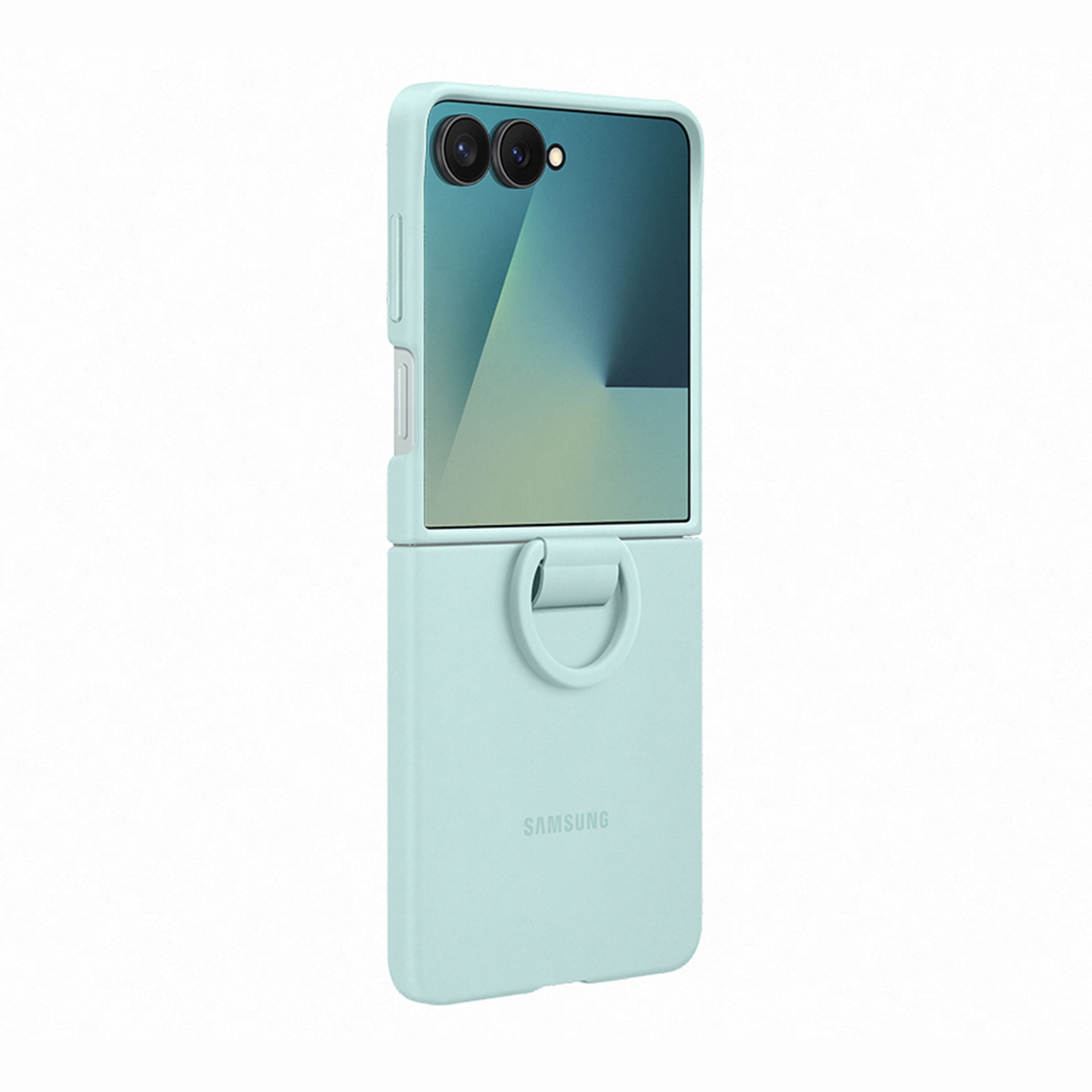 Capa Silicone Samsung para Galaxy Z Flip 7 com Anel - Verde Menta Verde-5