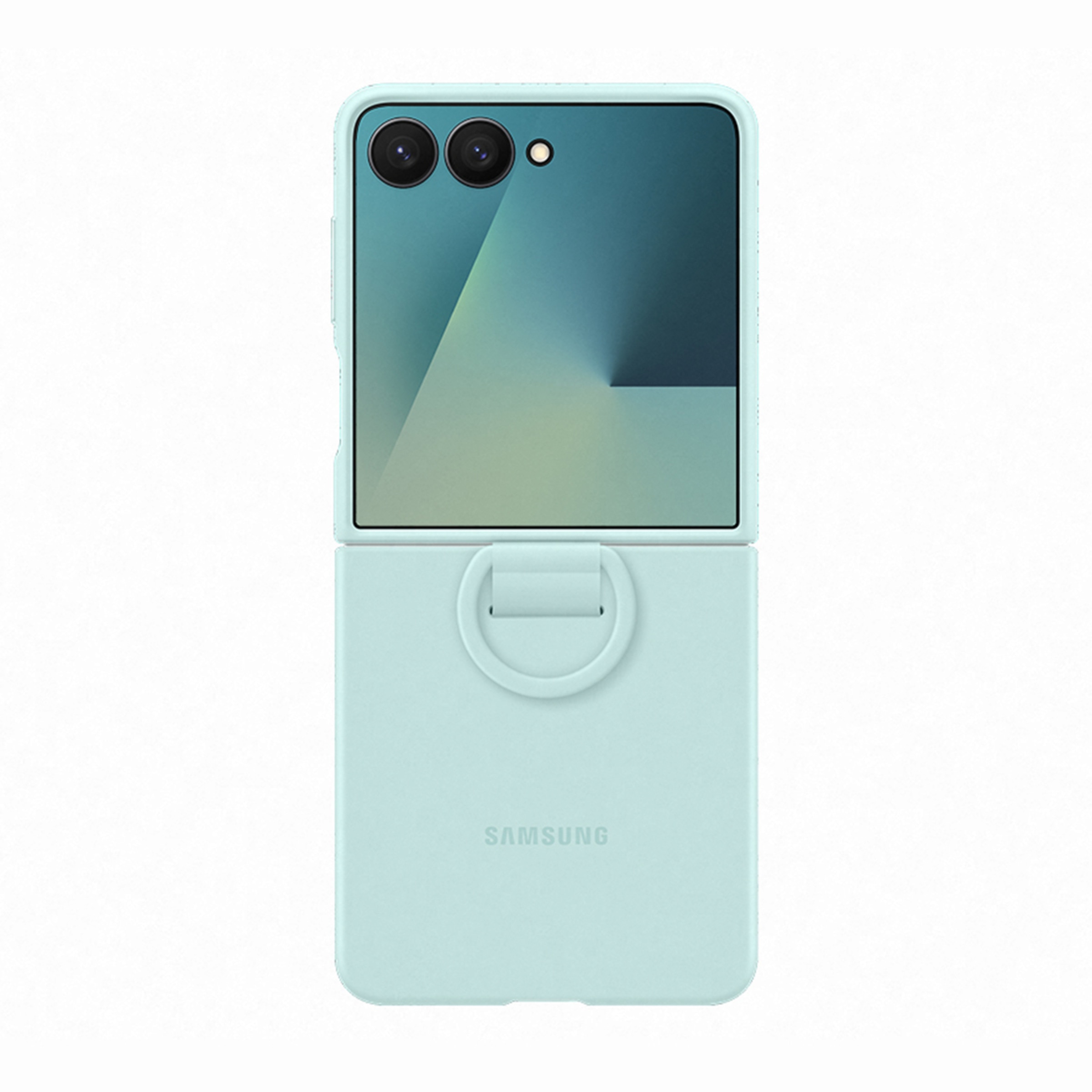 Capa Silicone Samsung para Galaxy Z Flip 7 com Anel - Verde Menta Verde-4