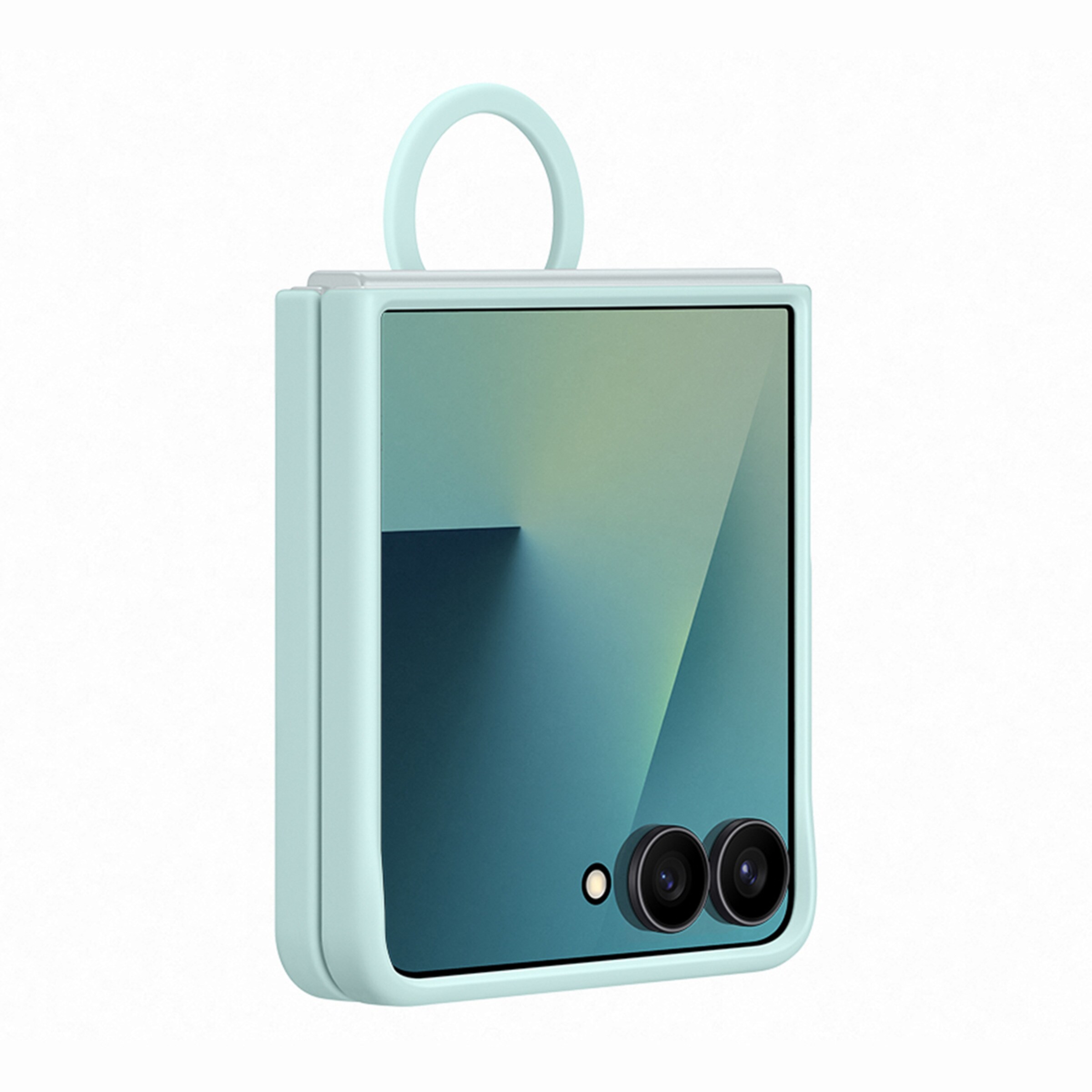 Capa Silicone Samsung para Galaxy Z Flip 7 com Anel - Verde Menta Verde-3
