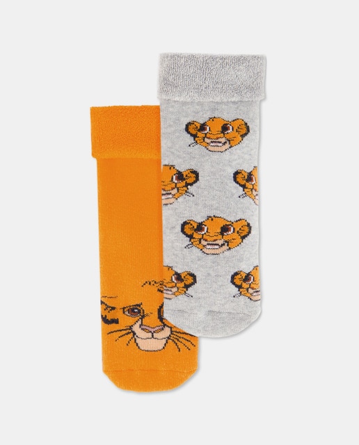Imagen 0 de Pack de 2 calcetines antideslizantes con fantasía REY LEÓN de bebé niño