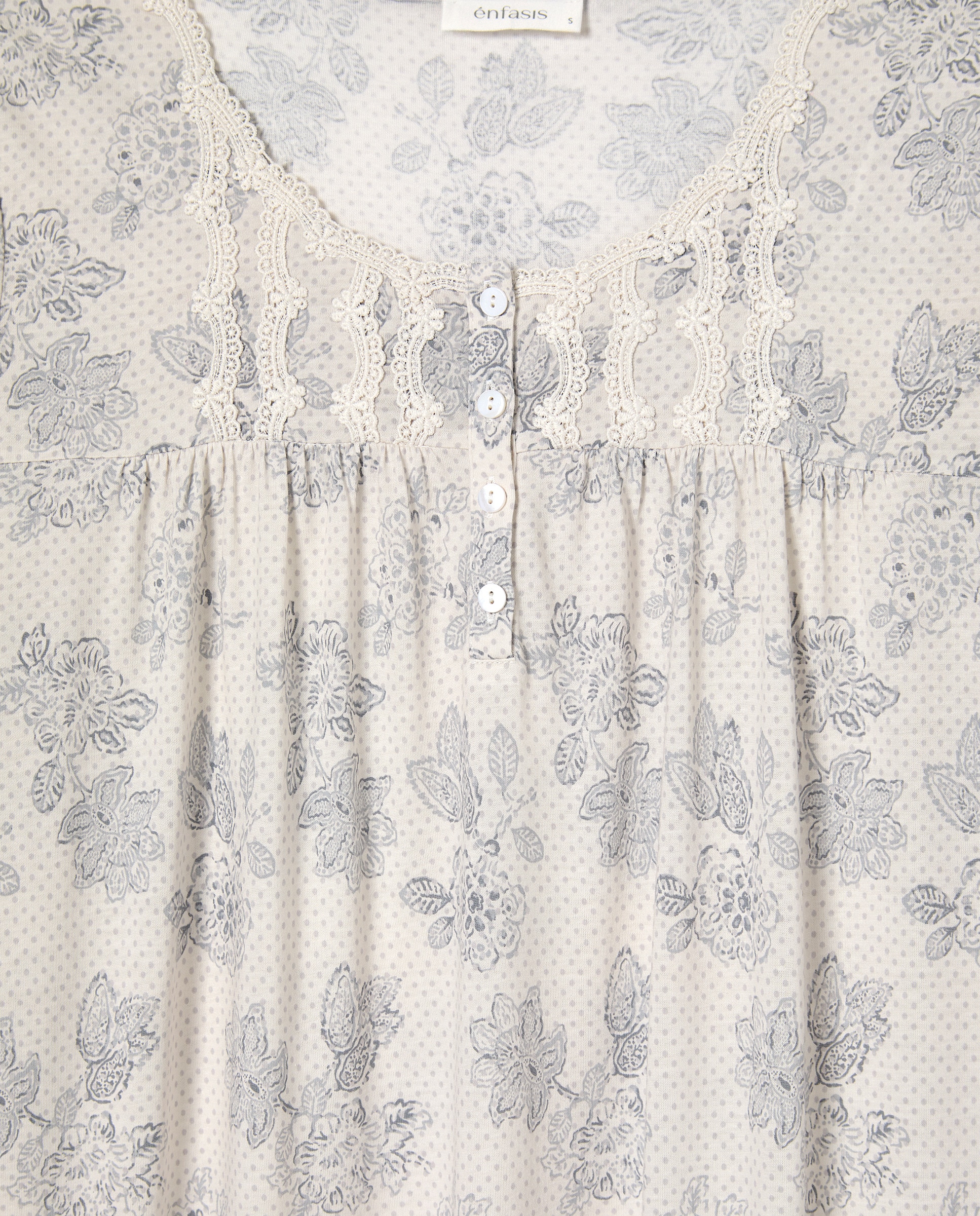 Camisa de Dormir de Algodão com Estampado Azul-4