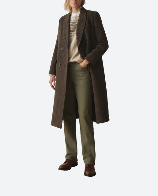 Imagen 0 de Abrigo largo de tejido de espiga de mujer