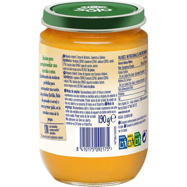 Gläschen Gemüsecreme mit Möhren und Kürbis glutenfrei ab 6 Monaten Behälter 190 g