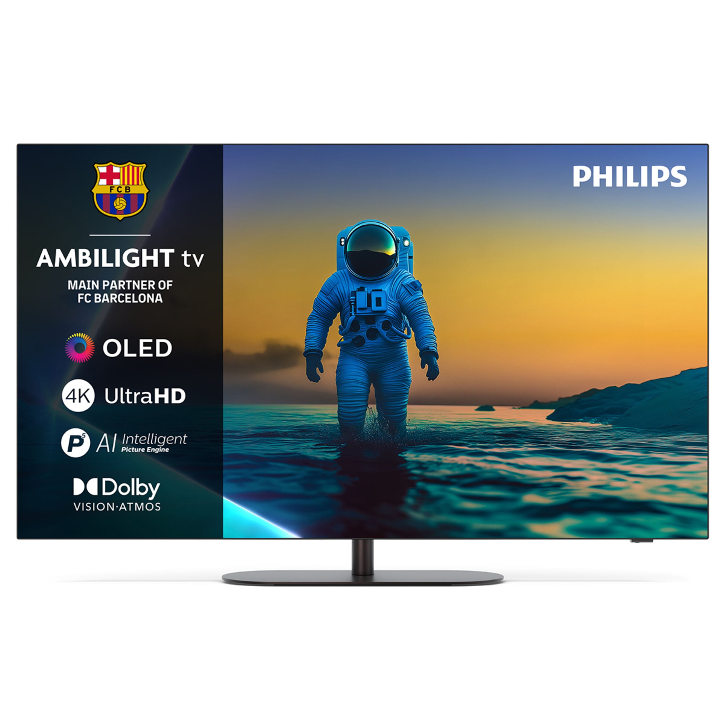 Philips 55OLED707/12, 55 Pouces 4K OLED HDR, Moteur P5, Technologie Ambilight Innovante, Son Dolby Atmos, Smart TV, Image et Son Cinématographiques