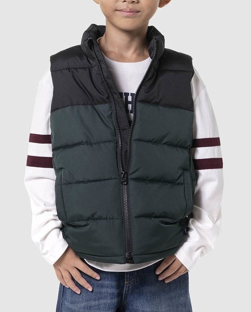 Imagen 0 de Chaleco de niño liso acolchado con cremallera