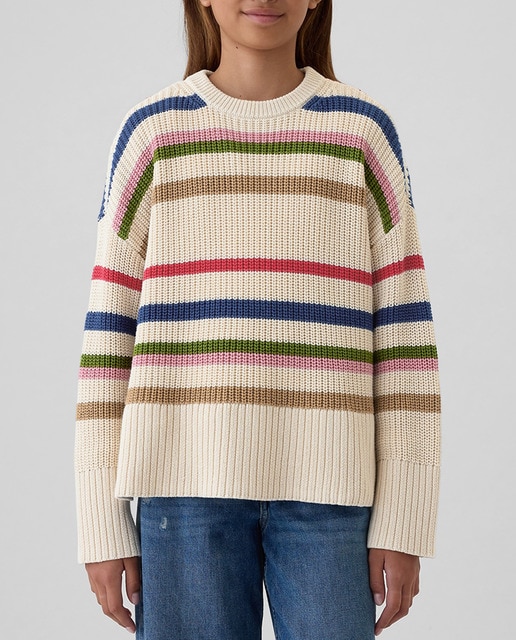 Imagen 0 de Jersey de niña de rayas con cuello redondo