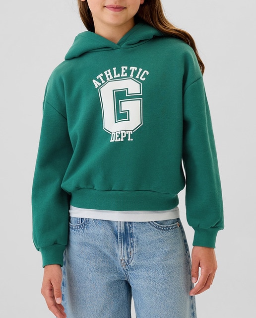 Imagen 0 de Sudadera de niña con capucha sin cremallera con dibujo frontal