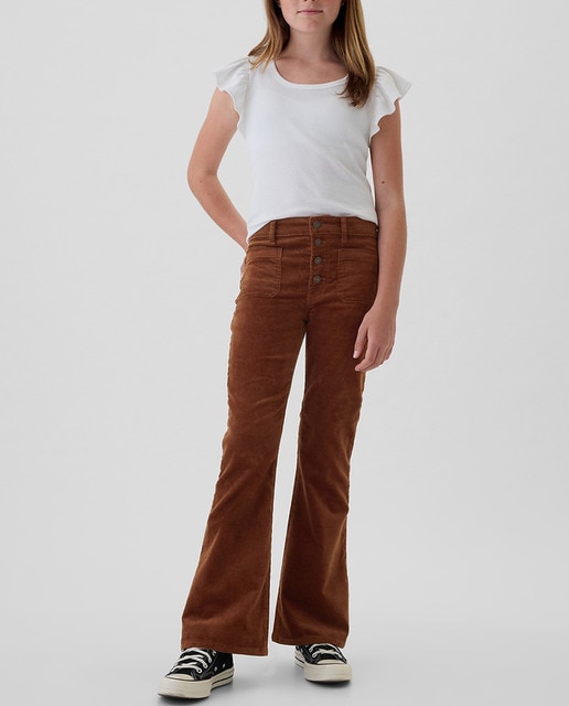 Imagen 0 de Pantalón de niña liso acampanado de pana