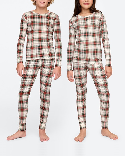 Imagen 0 de Pijama de niña de pantalón largo y camiseta de manga larga de cuadros