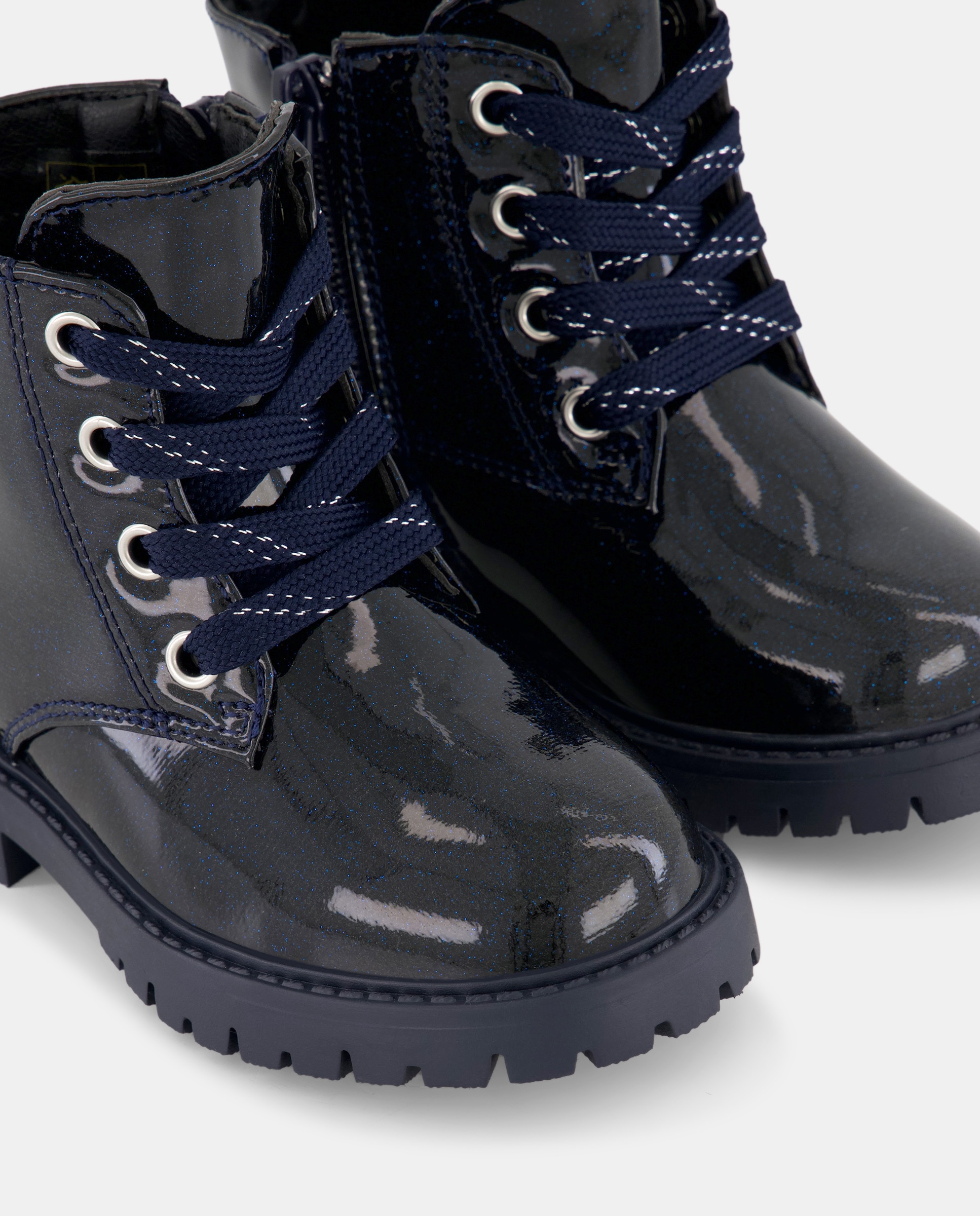 Botas Tipo Combat de Bebé com Atacadores e Fecho de Correr Azul-marinho-5