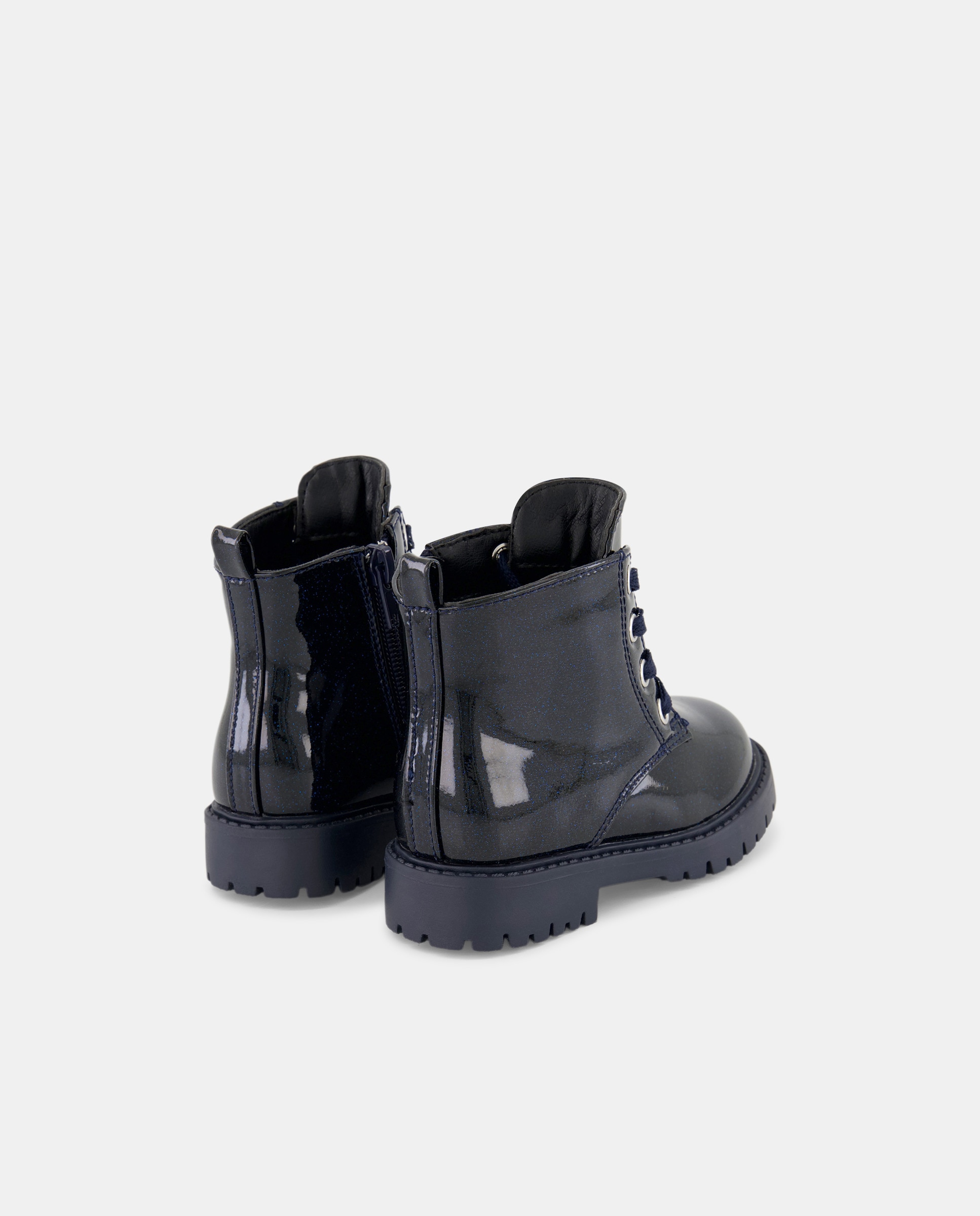 Botas Tipo Combat de Bebé com Atacadores e Fecho de Correr Azul-marinho-3