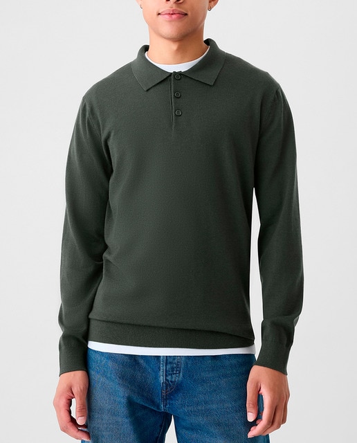 Imagen 0 de Jersey de hombre liso de  polo de lana merino