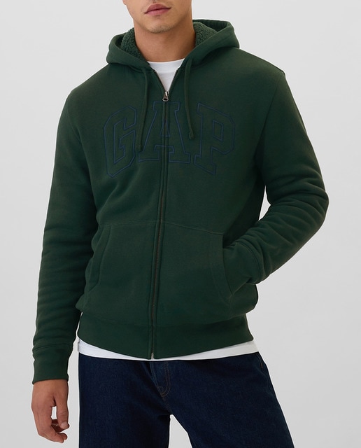 Imagen 0 de Sudadera de hombre lisa con cremallera y capucha y logo de la marca