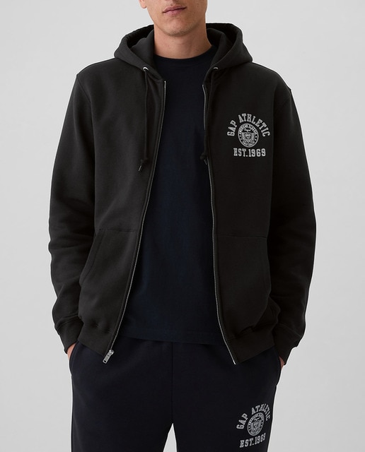 Imagen 0 de Sudadera de hombre lisa con cremallera y capucha y logo de la marca