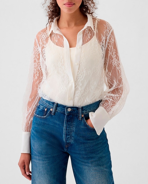 Imagen 0 de Camisa de mujer de encaje transparente
