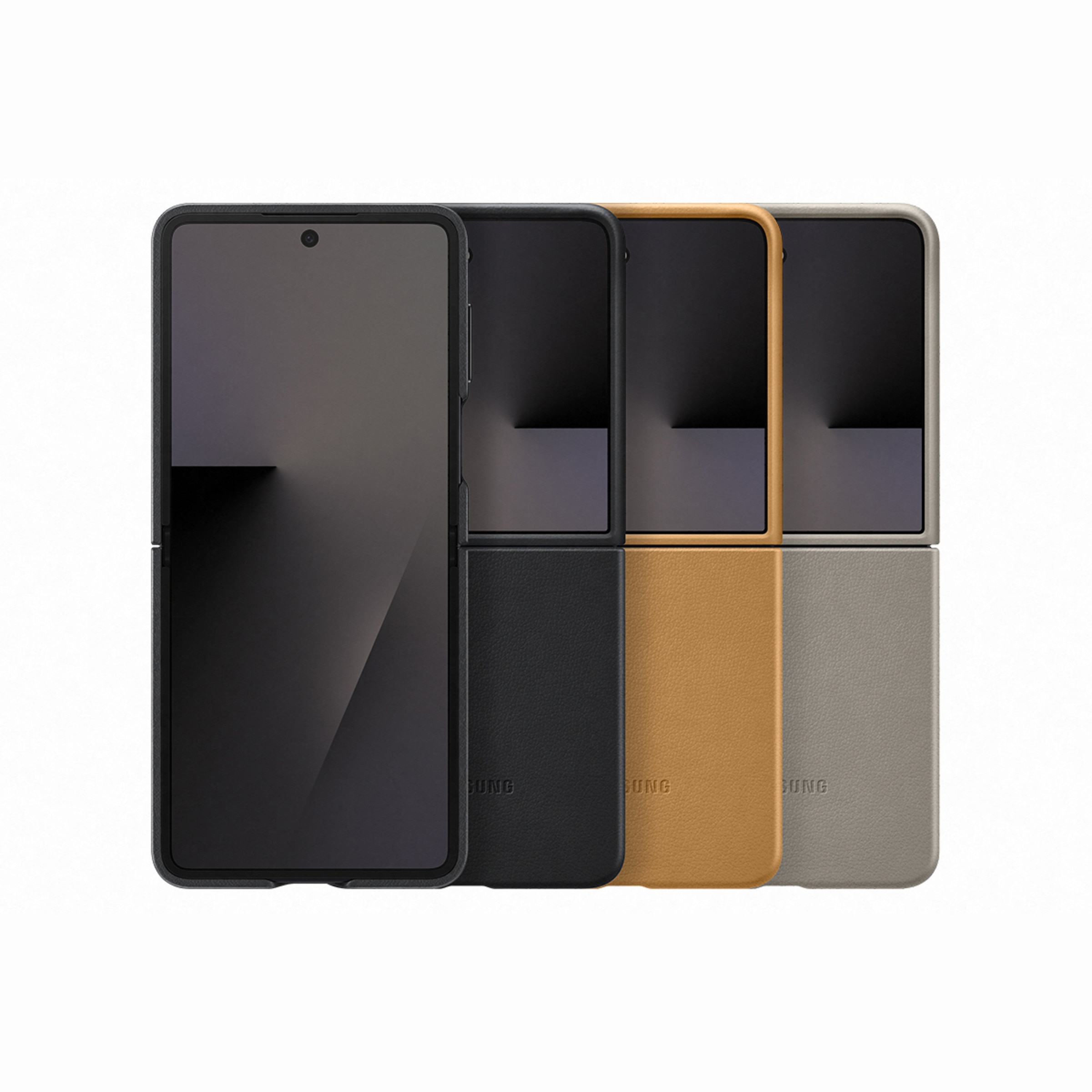 Capa de Couro Vegan Samsung para Galaxy Z Flip 7 - Preto Preto-6