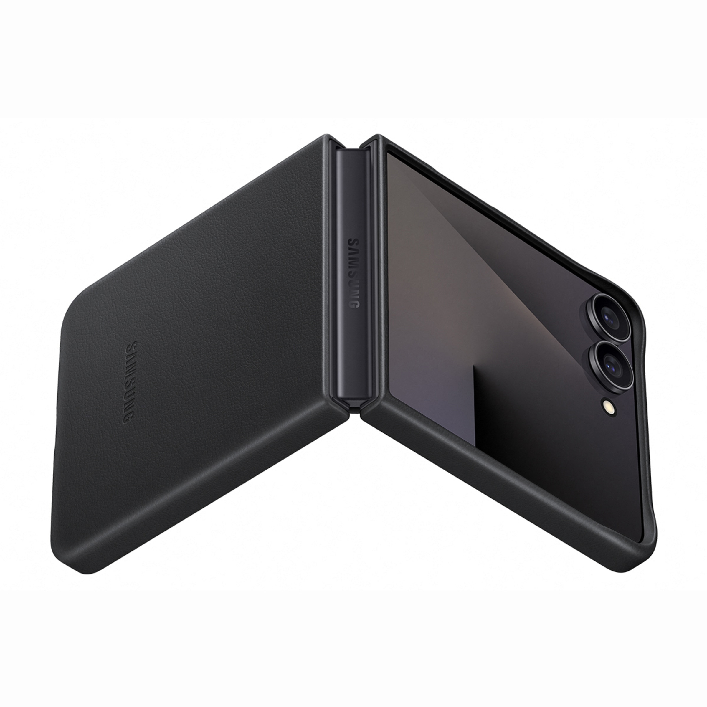 Capa de Couro Vegan Samsung para Galaxy Z Flip 7 - Preto Preto-5