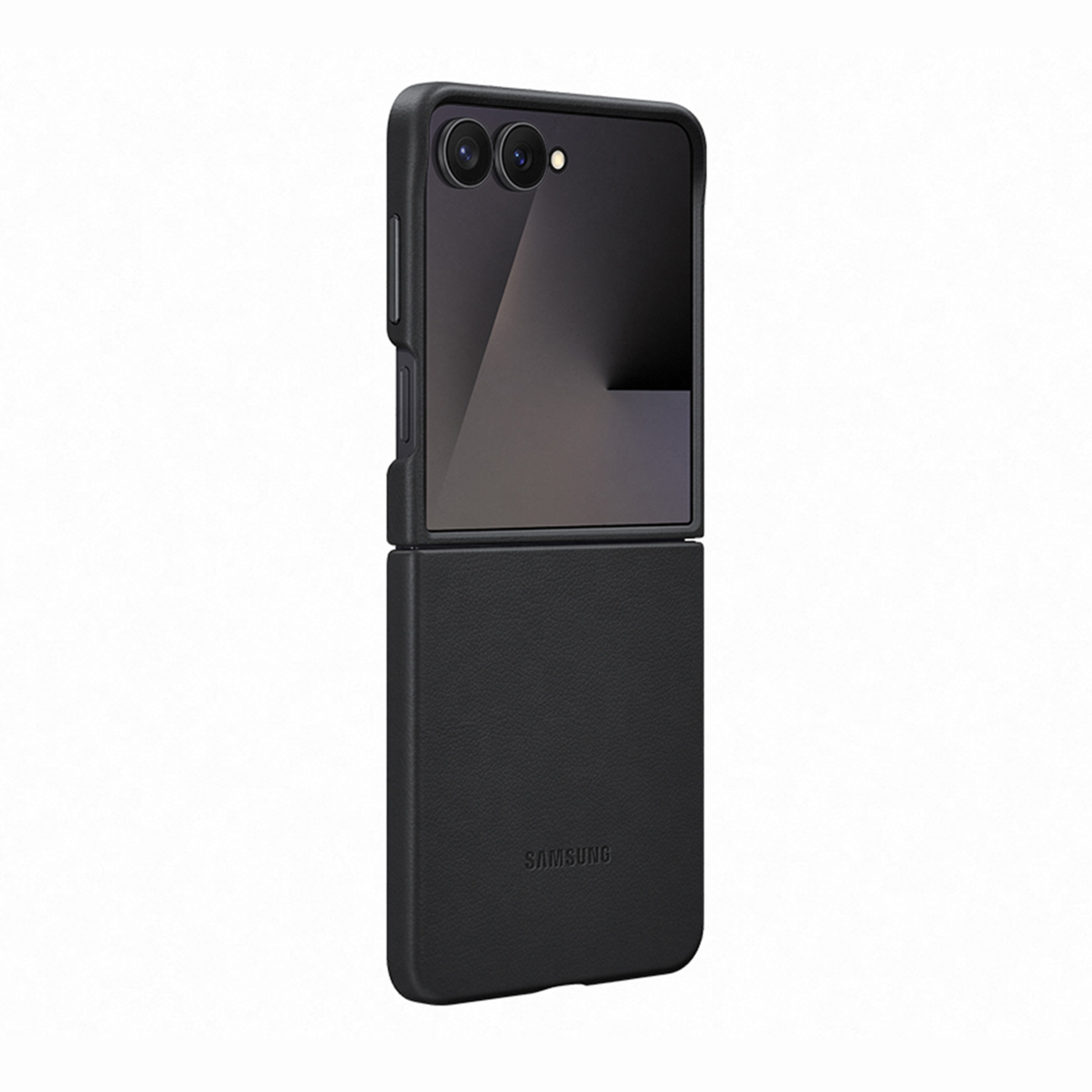 Capa de Couro Vegan Samsung para Galaxy Z Flip 7 - Preto Preto-4